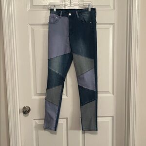 Patchwork Denim Skinny Jeans